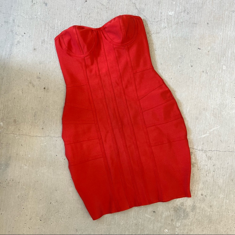 Red Strapless Buister Bandage Dress